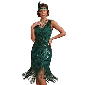 Plus Size 1920s Vintage Fringed Gatsby Sequin