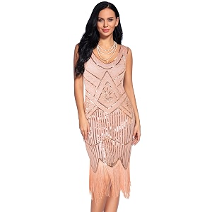 Plus Size 1920s Vintage Fringed Gatsby Sequin