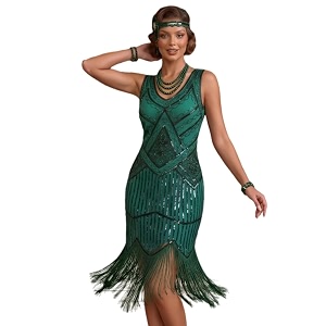 Plus Size 1920s Vintage Fringed Gatsby Sequin