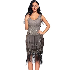 Plus Size 1920s Vintage Fringed Gatsby Sequin