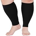 Plus Size Compression Leg Sleeves for Women&amp; Men 15-20mmHg Wide Calf Knee High Leg Sleeves