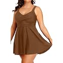 Plus Size One Piece Swim Dress Flowy Swimsuits Tummy Control Bathing Suit
