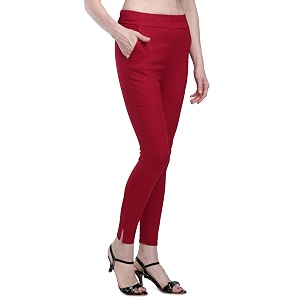 Plus Size Slub Lycra Trouser CigarettePencil Pants