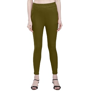 Plus Size Slub Lycra Trouser CigarettePencil Pants