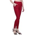 Plus Size Slub Lycra Trouser CigarettePencil Pants