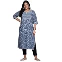 Plus Size Yoke Design Cotton Straight Kurta