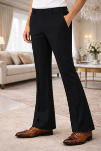 Plus91 Flared Men Black Trousers