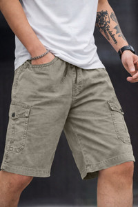 Plus91 Solid Men Denim Brown Cargo Shorts