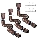 plusgutter Rain Gutter Downspout Extensions, Flexible Downspout Extender for Rain Water Drainage, Down Spout Drain Extension Extendable from 21 to 68 Inches(3 Pack, Brown)