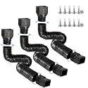 plusgutter Rain Gutter Downspout Extensions, Flexible Downspout Extender for Rain Water Drainage, Down Spout Drain Extension Extendable from 21 to 68 Inches(3 Pack, Black)