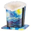 Plush Fluffy Lined Double Eyeglasses Holder Stand Protective Glasses Holder Case Rests Securely on Desk or Nightstand