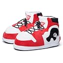 FLUFFYFUN Fuzzy Sneaker Slippers Plush Fleece-Lined Comfort Indoor House Shoes - Unisex for Men/Women (One Size Fits Men 8-10 & Women 8.5-10.5) - Vibrant Red
