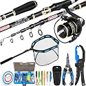 PLUSINNO Fishing Gear,Full Fishing Pole kit Include Fishing Rod and Reel Combo, Tackle Box with Fishing Lures, Fishing Accessories, Fishing Pliers,Fishing Gifts for Men with Fishing Tool Kit