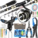 PLUSINNO Fishing Gear,Full Fishing Pole kit Include Fishing Rod and Reel Combo, Tackle Box with Fishing Lures, Fishing Accessories, Fishing Pliers,Fishing Gifts for Men with Fishing Tool Kit