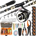 PLUSINNO Fishing Gear,Full Fishing Pole kit Include Fishing Rod and Reel Combo, Tackle Box with Fishing Lures, Fishing Accessories, Fishing Pliers,Fishing Gifts for Men with Fishing Tool Kit