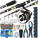PLUSINNO Fishing Gear,Full Fishing Pole kit Include Fishing Rod and Reel Combo, Tackle Box with Fishing Lures, Fishing Accessories, Fishing Pliers,Fishing Gifts for Men with Fishing Tool Kit