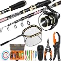 PLUSINNO Fishing Gear,Full Fishing Pole kit Include Fishing Rod and Reel Combo, Tackle Box with Fishing Lures, Fishing Accessories, Fishing Pliers,Fishing Gifts for Men with Fishing Tool Kit