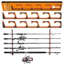PLUSINNO H5 Horizontal Fishing Rod/Pole Holders for Garage, Wall Ceiling Mounted Fishing Rod Holder, Aviation Aluminum Fishing rod rack Holds up to 5/10/20 Rod or Combos Fishing Gear and Gifts for Men