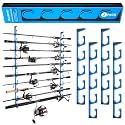 PLUSINNO H5 Horizontal Fishing Rod/Pole Holders for Garage, Wall Ceiling Mounted Fishing Rod Holder, Aviation Aluminum Fishing rod rack Holds up to 5/10/20 Rod or Combos Fishing Gear and Gifts for Men