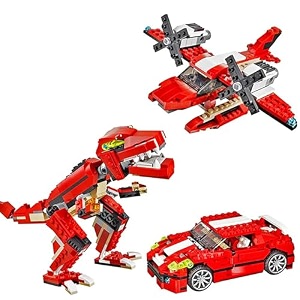 pluspoint 3-in-1 dinosaur building blocks set build 3 models in 1 set learn play and create endless adventures with dinosaur racing car plane blocks and bricks for kids boys amp girls