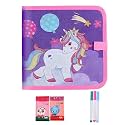 PLUSPOINT Plastic Erasable Doodle Book for Kids Toddlers Activity Toys Reusable Drawing Pads with Watercolor Pens,Travel Art Toy, Road Trip Car Game Writing Painting Set for Boys and Girls (Unicorn)