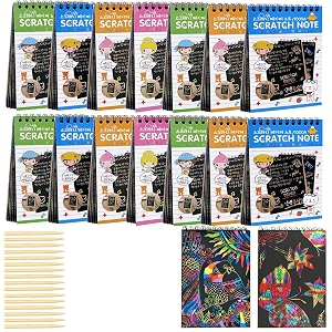pluspoint scratch note books 10 pages rainbow scratch art book magic doodle scratch painting sketch art drawing notepads with wooden stylus for kids arts and crafts perfect travel activity 16