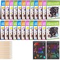PLUSPOINT Scratch Note Books, 10 Pages Rainbow Scratch Art Book Magic Doodle Scratch Painting Sketch Art Drawing Notepads with Wooden Stylus for Kids Arts and Crafts Perfect Travel Activity (24)