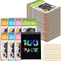 PLUSPOINT Scratch Note Books, 10 Pages Rainbow Scratch Art Book Magic Doodle Scratch Painting Sketch Art Drawing Notepads with Wooden Stylus for Kids Arts and Crafts Perfect Travel Activity (4)