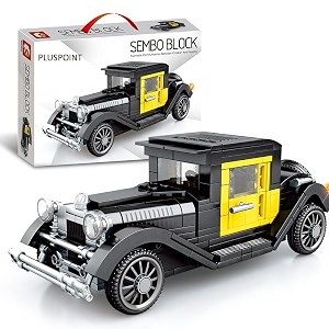 pluspoint vintage car building blocks toys diy building brickssetstem engineering construction building set for boys and girl 6 7 8 9 10 11 12 year old vintage black