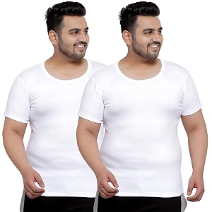 pluss tribe - mens plus size vest - cotton men half sleeve round neck vest