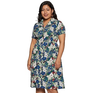 pluss Womens Georgette A-Line Knee-Length Dress