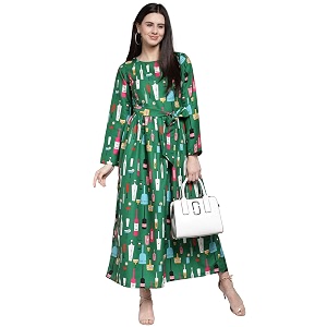 pluss Womens Georgette A-Line Maxi Dress