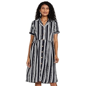 pluss Womens Georgette A-Line Knee-Length Dress