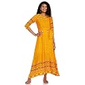 plusS Georgette A-Line Dress LDR4668-OCHERPRINT_Yellow_2XL