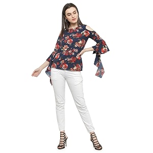 PlusS Womens Regular fit Top LTP2984A-NAVYPRINT-M Navy