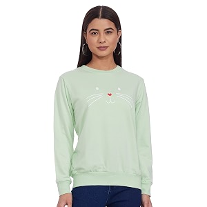 pluss Women Blue Printed HoodLSWFS8489-CRANBERRYICE