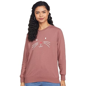 pluss Women Blue Printed HoodLSWFS8489-CRANBERRYICE