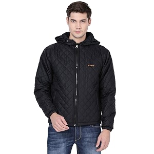 Plutus Mens Solid Hooded Bomber Jacket