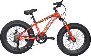 plutus spirit fat bike for kids with disc brake multi speed red 20 t inch fat tyre cycle
