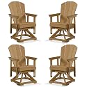 PLUUV Adirondack Swivel Glider Chair Set of 4, 360 Degree Rotation, Brown