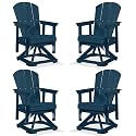 PLUUV Adirondack Swivel Glider Chair Set of 4, 360 Degree Rotation, Navy