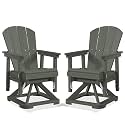 PLUUV Adirondack Swivel Glider Chair Set of 2, 360 Degree Rotation, Grey