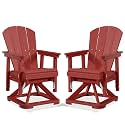 PLUUV Adirondack Swivel Glider Chair Set of 2, 360 Degree Rotation, Red