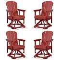 PLUUV Adirondack Swivel Glider Chair Set of 4, 360 Degree Rotation, Red