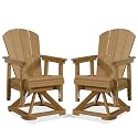 PLUUV Adirondack Swivel Glider Chair Set of 2, 360 Degree Rotation, Brown
