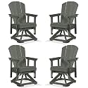 PLUUV Adirondack Swivel Glider Chair Set of 4, 360 Degree Rotation, Grey