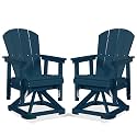 PLUUV Adirondack Swivel Glider Chair Set of 2, 360 Degree Rotation, Navy