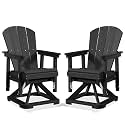 PLUUV Adirondack Swivel Glider Chair Set of 2, 360 Degree Rotation, Red