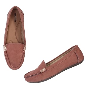 Pluxh Women Classic Ballet Flats Suede-Textured