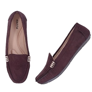 Pluxh Women Classic Ballet Flats Suede-Textured